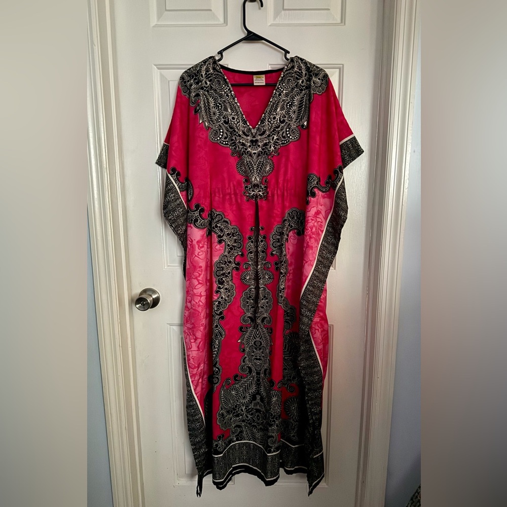 Pink & Black Kaftan - Boho Maxi